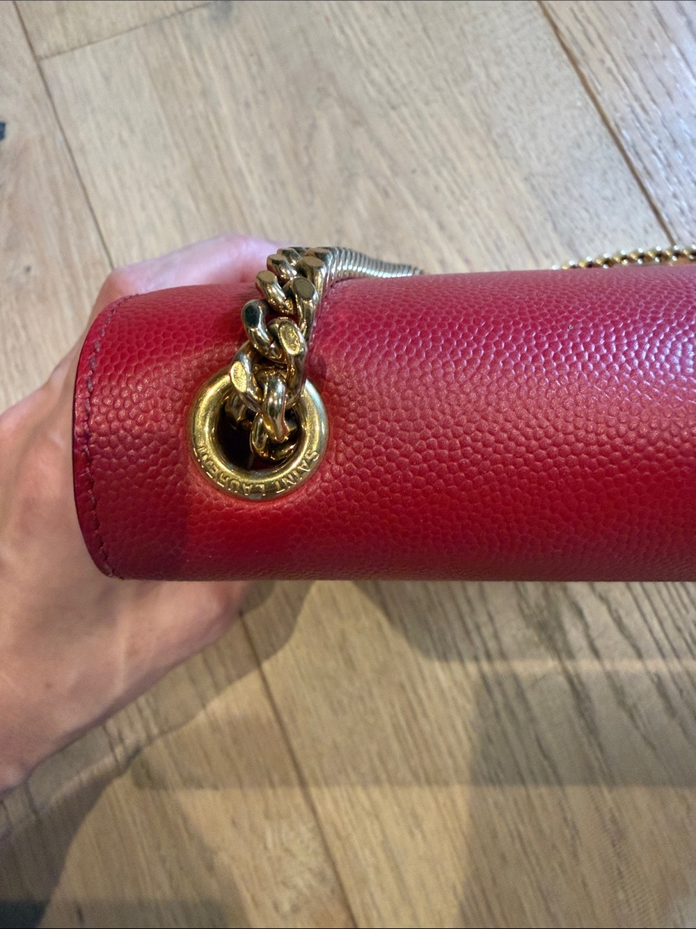 YSL Red Grain De Poudre Medium Kate Chain Bag - Picture 8 of 8
